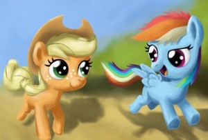 Filly Applejack and Rainbow Dash