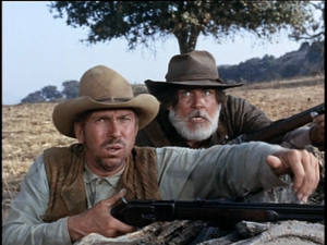  Jeff York as Bud Searcy and Slim Pickens as Wiley Crup in Savage Sam