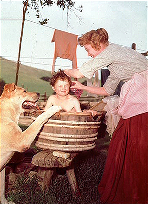  Old Yeller - Behind the Scenes - Spike, Kevin Corcoran and Dorothy McGuire