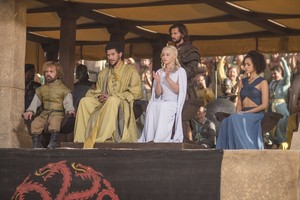  dany with missandei, daario, tyrion and hizdahr