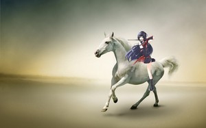  Akame riding an white stallion