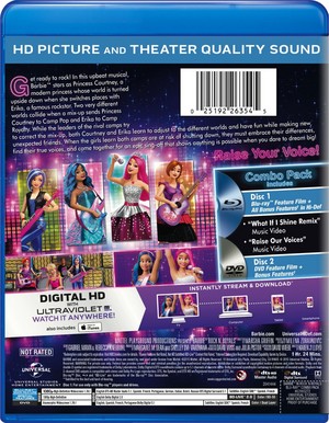  バービー in Rock 'N Royals - The Back of The Blu-ray Disc