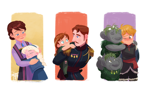  Elsa and クイーン Idunn, Anna and King Agdar, Kristoff and the Trolls