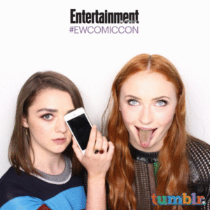 Maisie Williams and Sophie Turner at 2015 Comic-Con