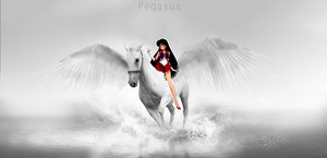  Sailor Mars rides on her beautiful pegasus kuda, steed