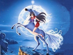  Sailor Mars riding on her beautiful majestic unicorn