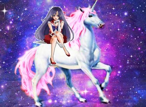  Sailor Mars with her beautiful unicorn