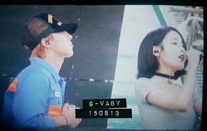  150813 ‪‎IU‬ and GD‬ picture cuplikan at Infinity Challenge musik Festival