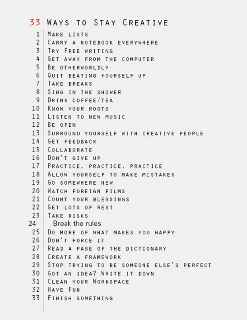 33 Ways to Stay Creative