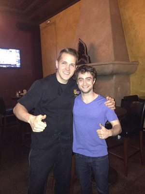  Exclusive: Daniel Radcliffe with a fan At "Cafe firenze" (Fb.com/DanielJacobRadcliffeFanClub)