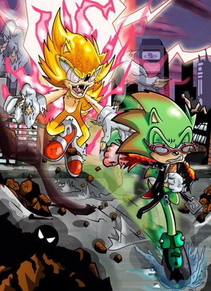 Fleetway Super Sonic VS Scourge the Hedgehog 