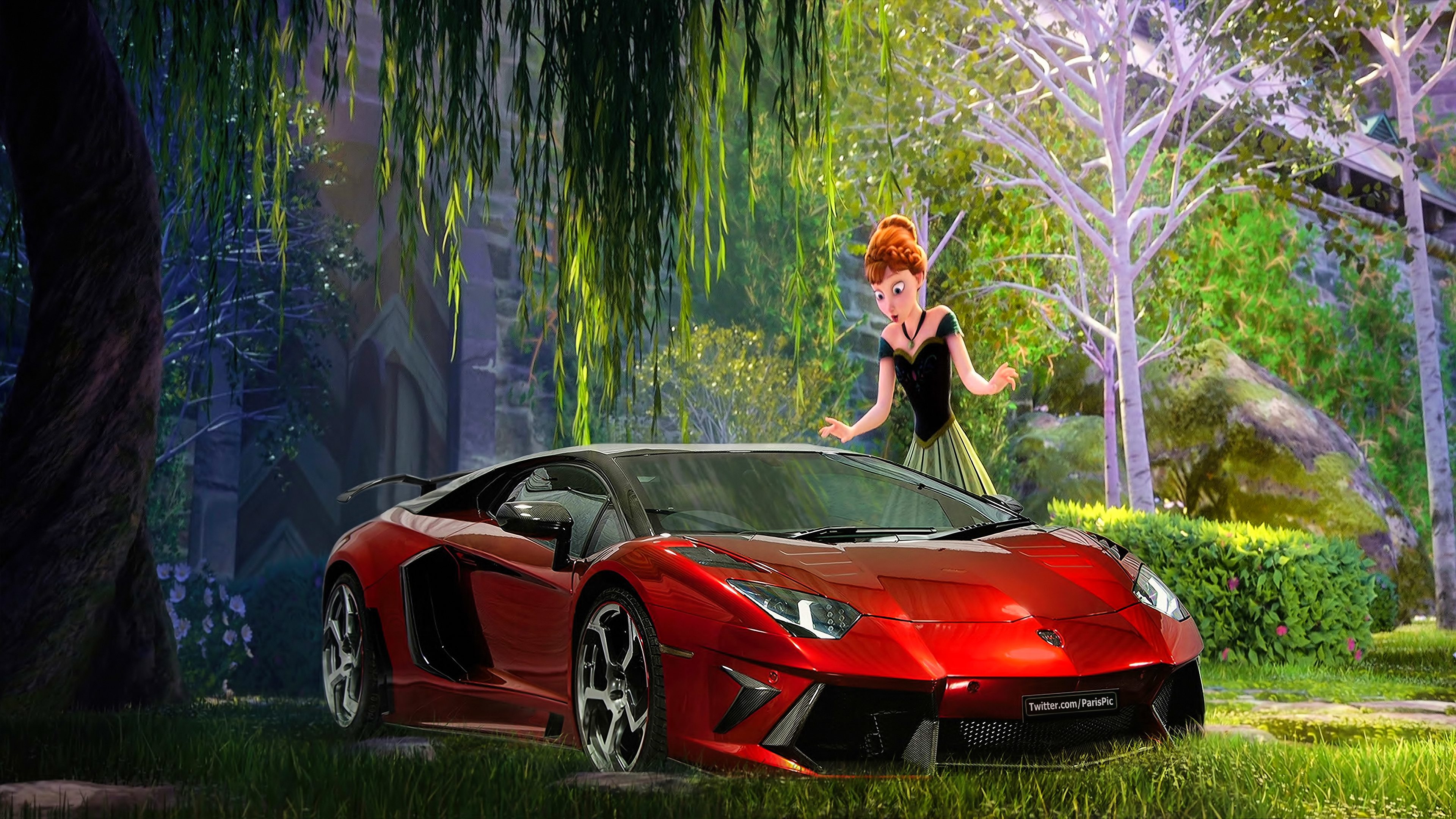 アナと雪の女王 Anna Elsa 2013 壁紙 Lamborghini 4k Parispic