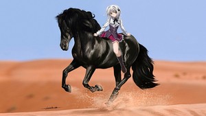  Koneko riding her black horse
