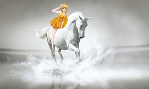  Minako Aino riding her Beautiful White Horse