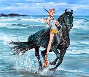  Nami rides on her Beautiful Black Horse