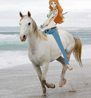  Nami riding her Beautiful White Horse