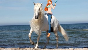  Nami riding on her Beautiful Majestic White Horse