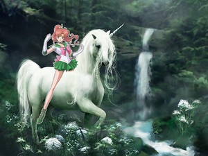  Sailor Jupiter riding on her Beautiful Unicorn