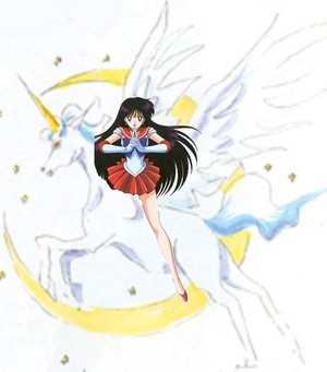  Sailor Mars rides on Pegasus