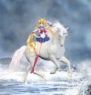  Sailor Moon rides on a Beautiful Unicorn