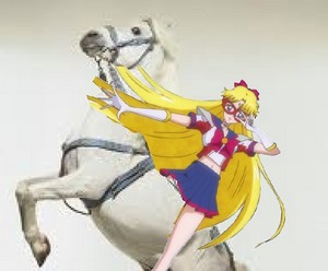  Sailor V riding on her majestic white stallion