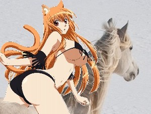  Sexy Catgirl Eris riding her Beautiful White Horse