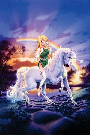  Tiffania rides on her beautiful white unicorn