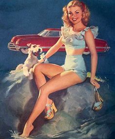  VINTAGE GIRL WITH CAR