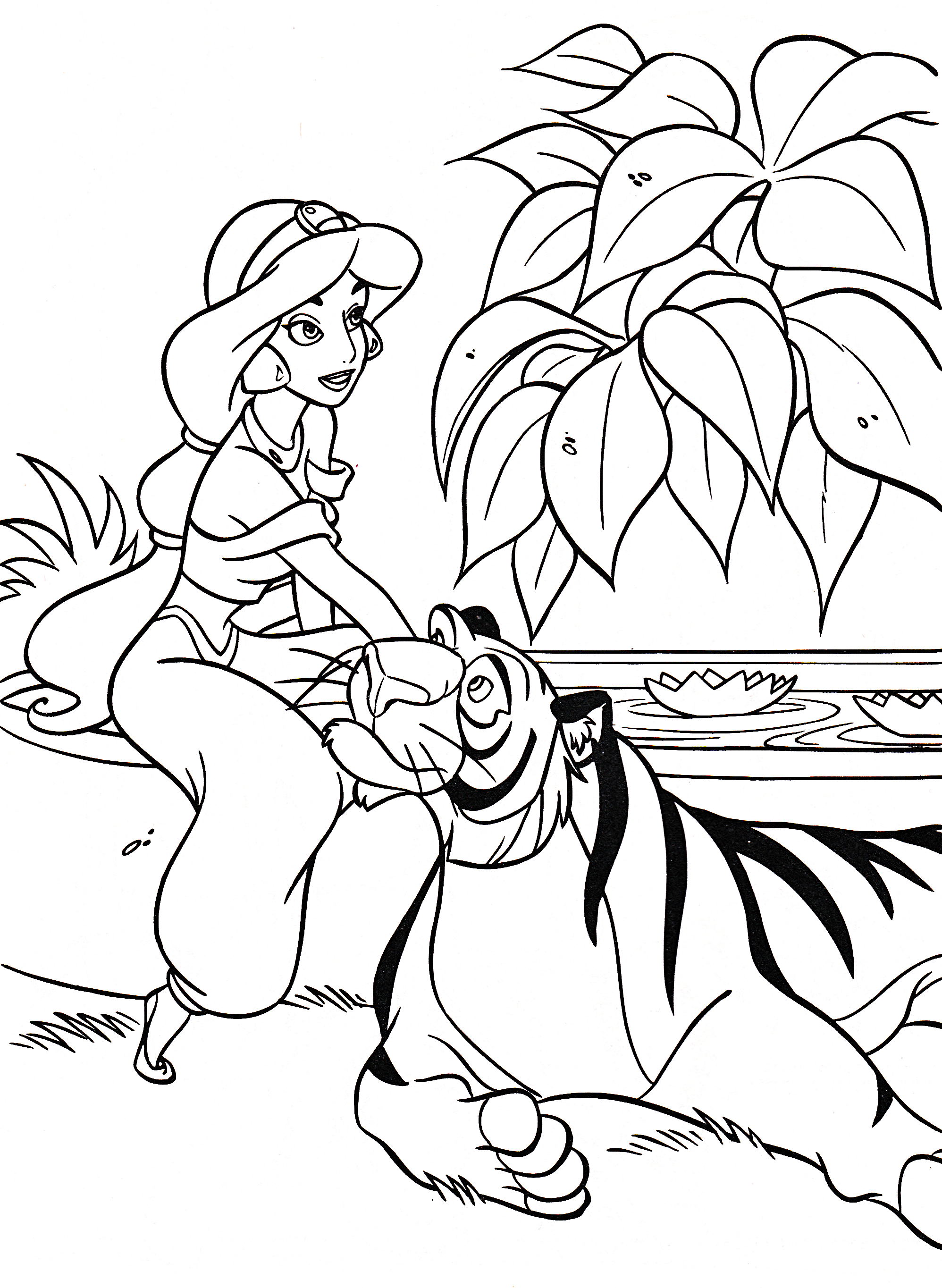 Walt Disney Coloring Pages - Princess Jasmine & Rajah - Walt Disney