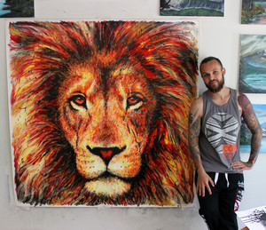 lion uithangbord mural