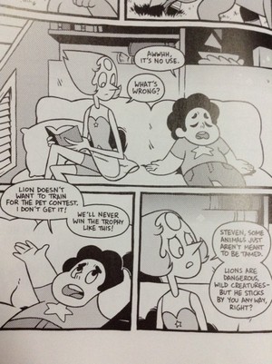  pearl and steven talking to each other.
