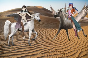  Alfreed and Farangis riding their Beautiful Winged cavalli