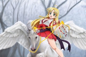 Asia Argento riding on a Beautiful Wild Pegasus