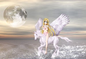 Asia Argento riding on her Beautiful Winged Unicorn