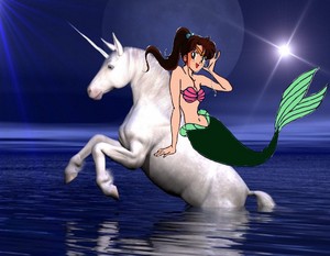  Makoto Kino as an Mermaid while riding her Beautiful Unicorn