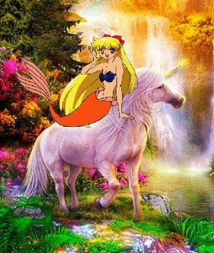  Minako Aino as a Mermaid while riding her Beautiful Unicorn