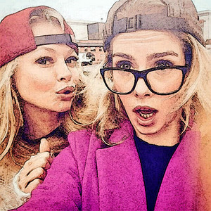 Photo to Painting Emily Bett Rickards and Charlotte Ross