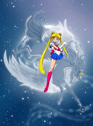  Sailor Moon riding Pegasus