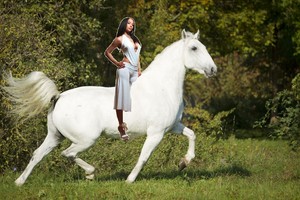 Sexy Black Woman riding her Beautiful Lipizzaner Stallion