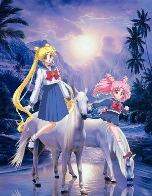  Usagi Tsukino and Chibiusa riding their Beautiful White ngựa