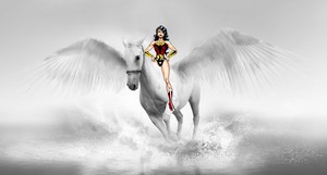  Wonder Woman rides on her Noble Beautiful Pegasus corcel