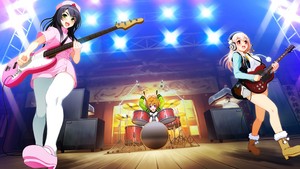  axanael drums nitroplus nurse super sonico tsuji santa Hintergrund girl Anime band 1920x1080