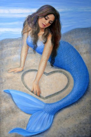 blue mermaids heart sue halstenberg
