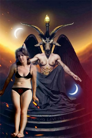  satanic woman and Baphomet