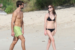  Emma and Matt Janney on a “sun-kissed Caribbean beach”