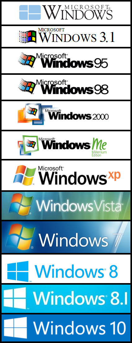 All Windows Logos with the Windows 10 logo