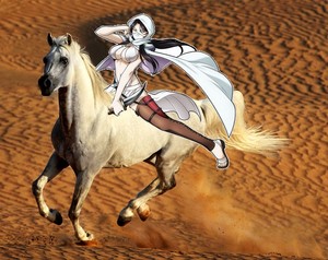  Farangis riding her Beautiful White destriero