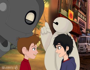  Hogarth and the Iron Giant with Hiro and Baymax