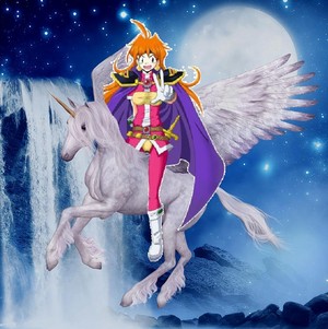  Lina Inverse riding on her Beautiful Winged Unicorn