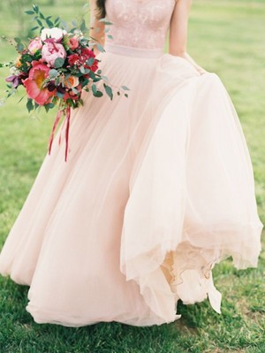 Peach wedding dress